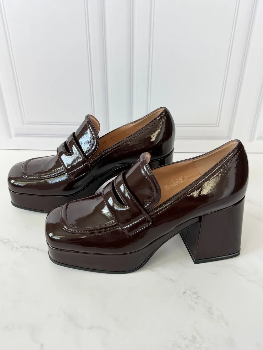 Gianvito Rossi Dark Brown Patent Leather Platform Loafers